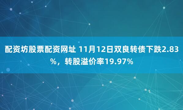 配资坊股票配资网址 11月12日双良转债下跌2.83%，转股溢价率19.97%